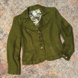 Amazing Bob Mackie Studio Vintage Classic Olive Green Blazer 6 signature Lining